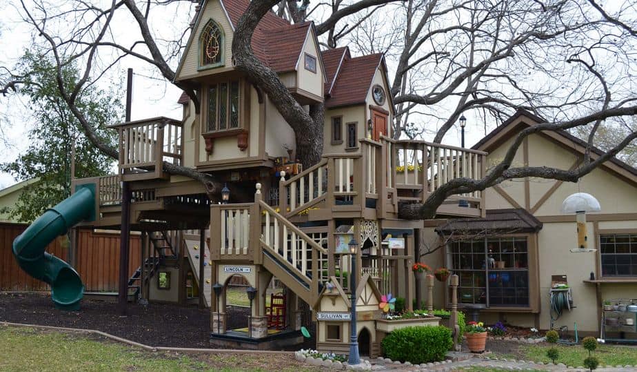 Coolest backyard treehouse and playhouse