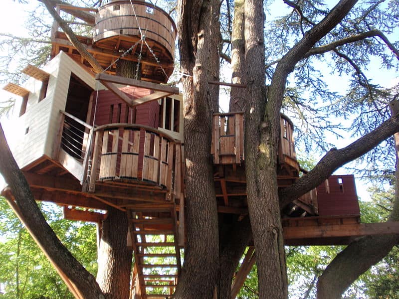 Your pirate ship treehouse with multiple levels and decks