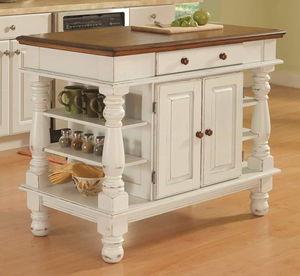 Americana Kitchen Island, Antique White Finish