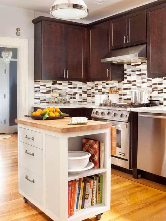 Kitchen island with open storage