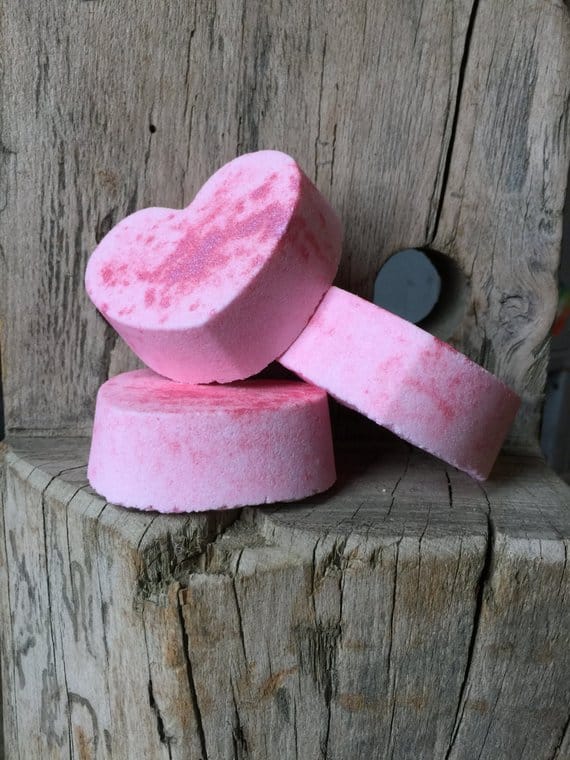 pink heart Valentine’s Day bath bomb