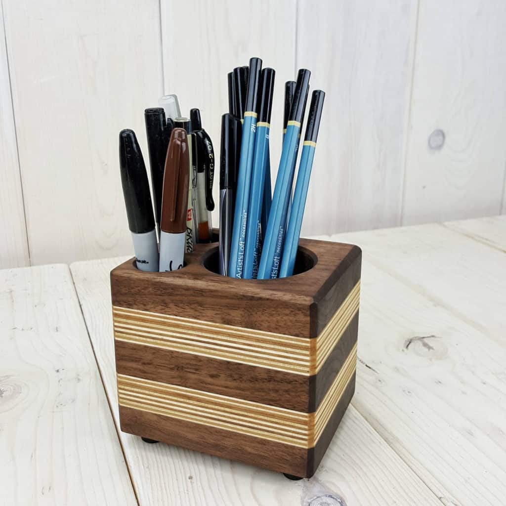 Modern Wood Office Organizer, Pencil Cup, Pencil Cup, Wood Desk Organizer, Desk Accessory, Modern Walnut and Baltic Birch Office Desk Caddy