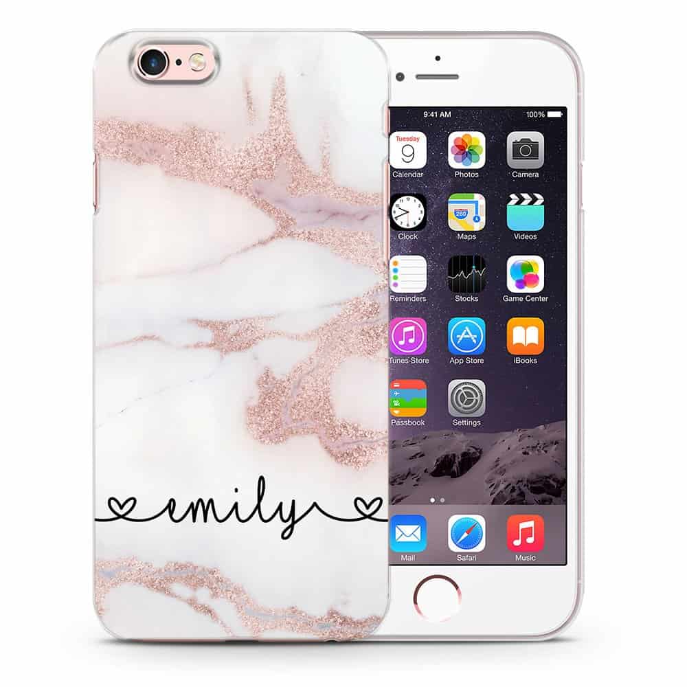 Personalised Marble Phone Case Hand writing Gift Custom name Natural STONE initials Cover