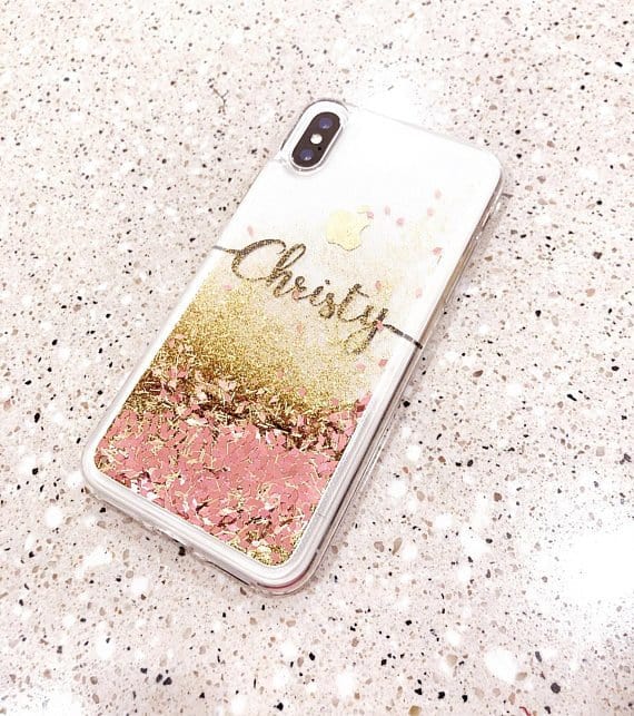Rose Gold Liquid glitter Phone case