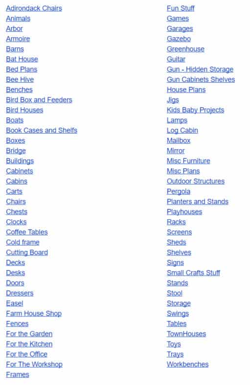 teds woodworking plans by category screenshot
