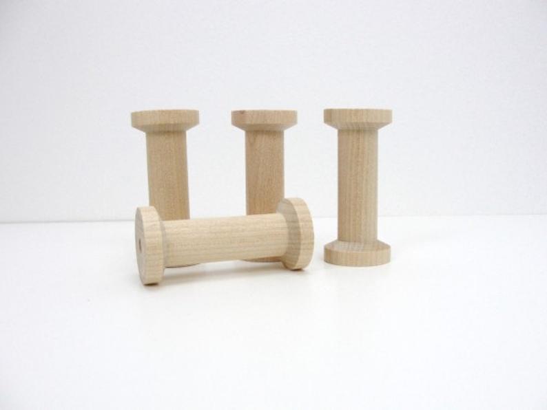 wooden spool, set of 4, wood spools