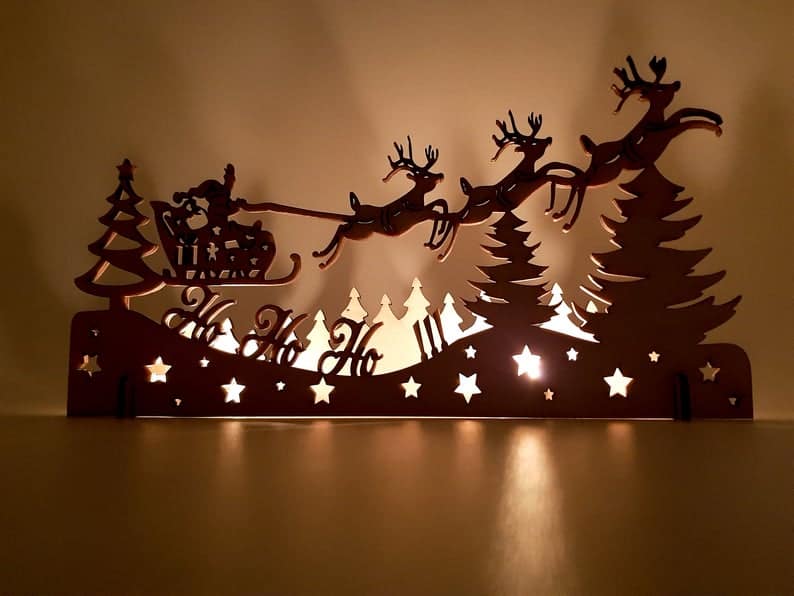 Vintage Christmas decoration, Christmas light decoration, Laser cut wood Christmas Decoration, Laser cut, Christmas town, Christmas Village