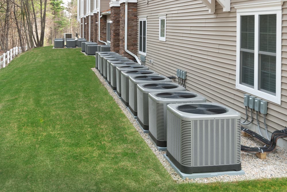 mini ductless heat pumps outside the houses